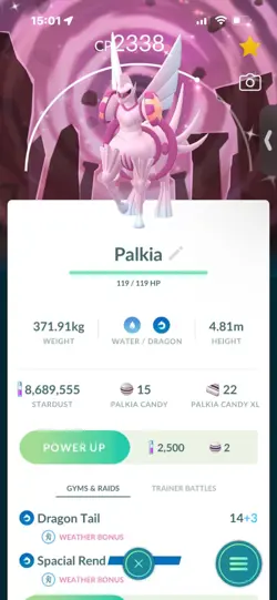 Pokemon Go Shiny Legendary Palkia ( Background) ( Spacial Rend ) - Image 1
