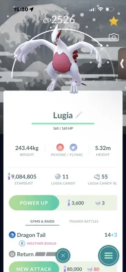Pokemon Go Shiny Legendary Lugia ( Purifed ) ( Background) - Image 1