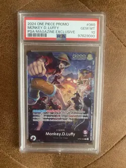 2024 One Piece EN Promo Monkey D. Luffy PSA Magazine Exclusive OP05-060 PSA 10 - Image 1