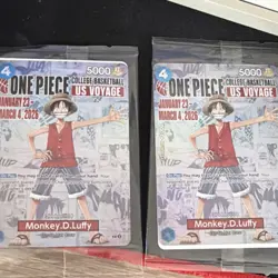 TWO Bandai One Piece CCG Monkey.D.Luffy Promo Card College Basketball US Voyage - Image 1