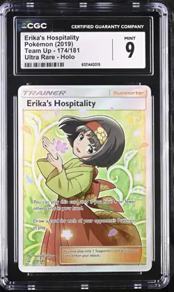 CGC 9 MINT Erika's Hospitality 2019 Team Up 174/181 Ultra Rare Holo Pokemon Card - Image 1