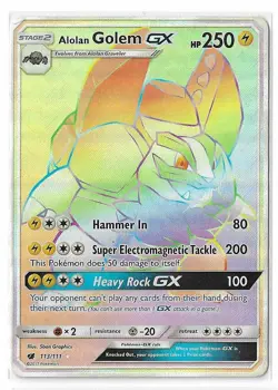 Alolan Golem GX 113/111 Crimson Invasion Secret Rainbow Pokemon TCG Card LP - Image 1