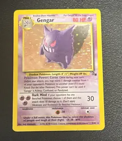 Pokemon TCG Gengar Fossil Unlimited Holo Rare Card 5/62 Vintage - Image 1