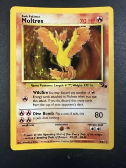 1999 Moltres Holo Rare LP English Pokemon TCG Card Vintage 12/62 Fossil - Image 2