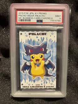 Poncho-wear Pikachu Charizard X 2015 XY Promo Business Card Japan PSA 9 - Image 2