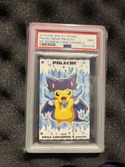 Poncho-wear Pikachu Charizard X 2015 XY Promo Business Card Japan PSA 9 - Image 3