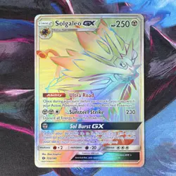 Pokemon Solgaleo GX Secret Rare Full Art Holo Sun & Moon Card 155/149 - Image 1