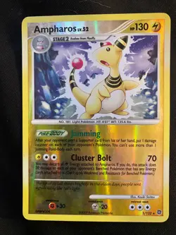 Ampharos 1/132 Reverse Holo Rare Pokemon Card Secret Wonders 2007 Light Use - Image 1
