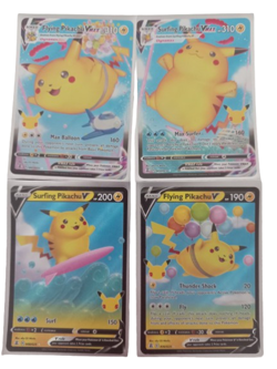 Flying/Surfing Pikachu V/ VMAX Celebrations Pokemon 4 X Card Set #Live23/02 - Image 1