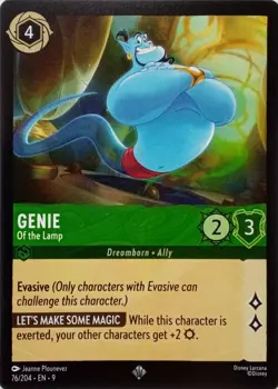 76/204 GENIE OF THE LAMP EN9 SUPER RARE DISNEY LORCANA CARD - Image 1