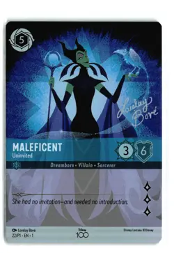 Lorcana Rise Of The Floodborn Disney 100 Promo - Maleficent Uninvited 22/P1 NM - Image 1
