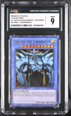 Yu-Gi-Oh! TCG Obelisk the Tormentor #LC01-EN001 English CGC 9 - Image 1