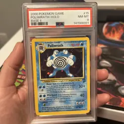 Pokemon TCG Poliwrath Holo Rare Base Set Two 15/130 PSA 8 NM-MT - Image 1