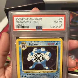 Pokemon TCG Poliwrath Holo Rare Base Set Two 15/130 PSA 8 NM-MT - Image 3