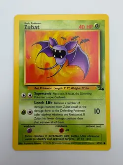 #57/62 Zubat Normal Common - Pokemon TCG Fossil - Vintage - LP (See Photos) - Image 1