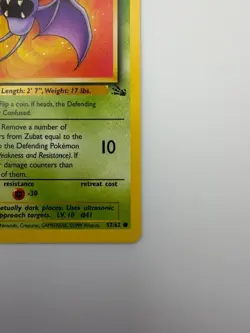 #57/62 Zubat Normal Common - Pokemon TCG Fossil - Vintage - LP (See Photos) - Image 5