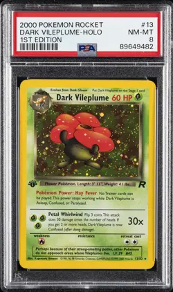 2000 POKEMON ROCKET 1ST ED #13 DARK VILEPLUME-HOLO PSA 8 - Image 1
