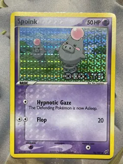 Pokemon TCG Spoink EX Deoxys 76/107 Reverse Holo Common - Image 1