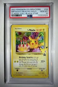 Birthday Pikachu Pokemon Celebrations 25th Anniversary PSA 10 - Image 1