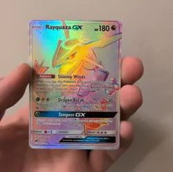 Pokemon Rayquaza GX Full Art Holo Rare SM Celestial Storm 177/168 Dragon Card - Image 1