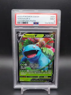 2020 Venusaur V 001/073 Champion’s Path PSA 9 Pokemon TCG - Image 1