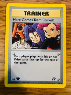 NM! 1st Edition Here Comes Team Rocket (15/82) Team Rocket Set Holo Pokemon Card - Image 1