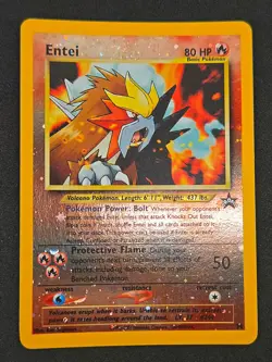 Entei 34 Black Star WOTC Movie Promo Reverse Holo Pokemon Card *SWIRL* - Image 1