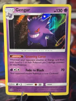Pokemon 2017 SM Crimson Invasion Gengar 38/111 Holo Rare Card Lightly Played - Image 1
