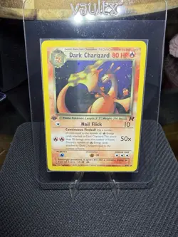 Pokemon Dark Charizard Holo Rare TCG 1st Edition 4/82 LP Partial Swirl 🌀🔥 - Image 1