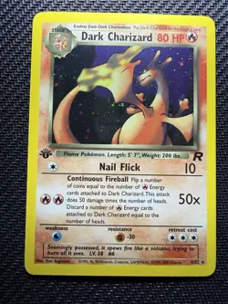Pokemon Dark Charizard Holo Rare TCG 1st Edition 4/82 LP Partial Swirl 🌀🔥 - Image 3