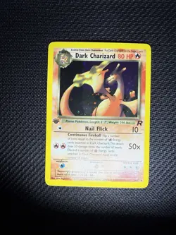 Pokemon Dark Charizard Holo Rare TCG 1st Edition 4/82 LP Partial Swirl 🌀🔥 - Image 4