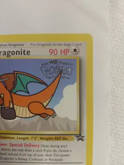 1999 Pokemon The First Movie Dragonite Black Star Promo #5 NM/MINT - Image 3
