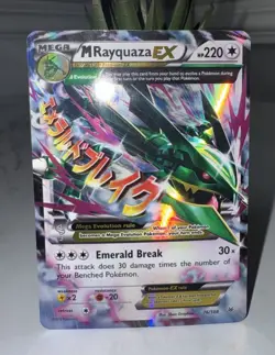 Pokemon M Rayquaza EX Mega Evolution Holo 76/108 HP220 Emerald Break 2015 - Image 1