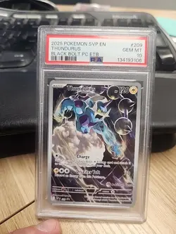 2025 POKEMON SVP EN THUNDURUS BLACK BOLT PC ETB #209 PSA 10 POKEMON CENTER STAMP - Image 1