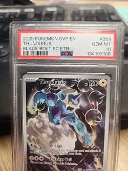 2025 POKEMON SVP EN THUNDURUS BLACK BOLT PC ETB #209 PSA 10 POKEMON CENTER STAMP - Image 2