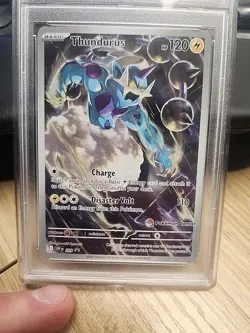 2025 POKEMON SVP EN THUNDURUS BLACK BOLT PC ETB #209 PSA 10 POKEMON CENTER STAMP - Image 3
