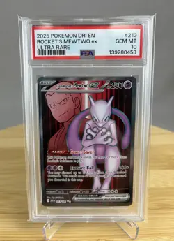 2025 Team Rocket's Mewtwo ex 213/182 PSA 10 Ultra Rare Pokemon TCG - Image 1