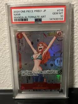 2024 ONE PIECE JAPANESE PREMIUM BOOSTER MANGA ALTERNATE ART #016 NAMI PSA 10 - Image 1
