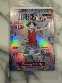 Sealed One Piece Monkey D. Luffy US Voyage College Basketball Promo Card - Image 1