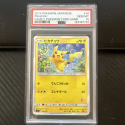 2019 POKEMON JAPANESE FAMILY POKEMON CARD GAME #18 PIKACHU PSA 10 - Image 1
