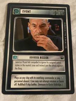 Star Trek CCG 1E FC ABANDON MISSION Rare Card NEVER PLAYED - Image 1