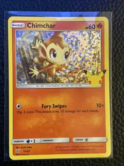 2021 Pokemon TCG McDonalds Promo Card 25th Anniversary Holo Foil Chimchar 12/25 - Image 1