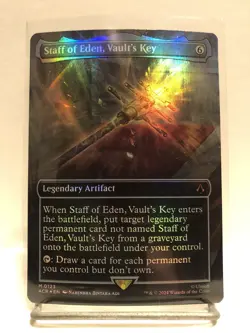 Staff of Eden, Vault's Key (Foil) [Borderless] Assassin's Creed 0123 Mythic MTG - Image 1