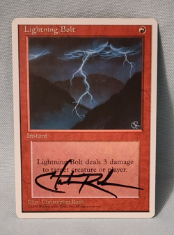 MTG Magic The Gathering Lightning Bolt 4th Edition Signed by Christopher Rush - Image 1