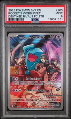 Rocket's Wobbuffet Destined Rivals Pc Etb Pokemon Black Star Promo SVP203 PSA 9 - Image 1