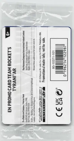 Team Rocket's Tyranitar (Pokemon Center Exclusive) Rare SEALED 096/182 NM - Image 2