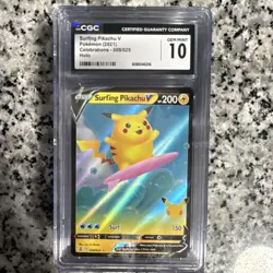 Pokemon Surfing Pikachu V 021/028 S8a Rare Holo Japanese CGC 10 - Image 1