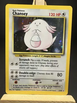 Pokemon Chansey 003/102 Base Set Holo LP - Image 1