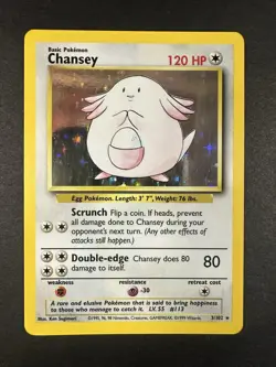 Pokemon Chansey 003/102 Base Set Holo LP - Image 2