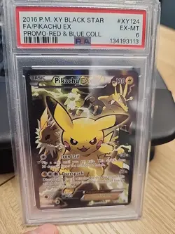 2016 Pokemon XY Black Star Promo Red Blue Collection #XY124 FA Pikachu EX PSA 6 - Image 1